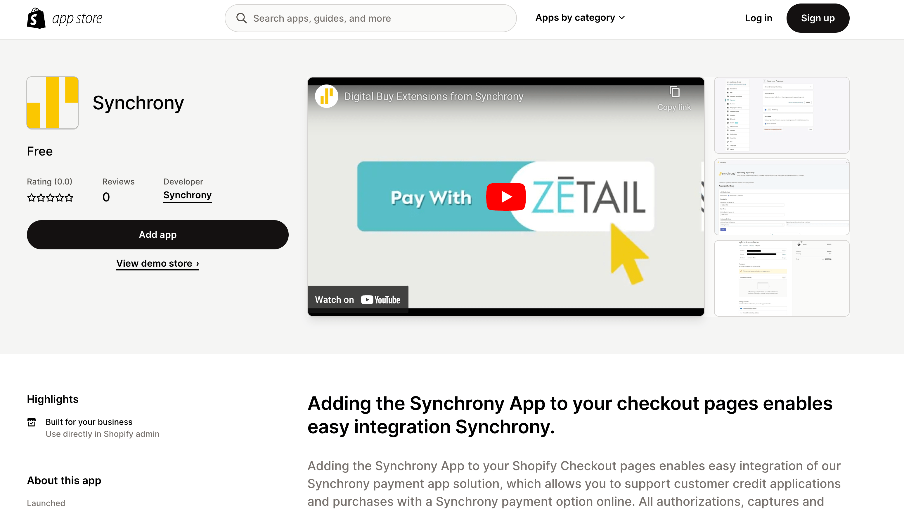 synchrony financial app on shopify
